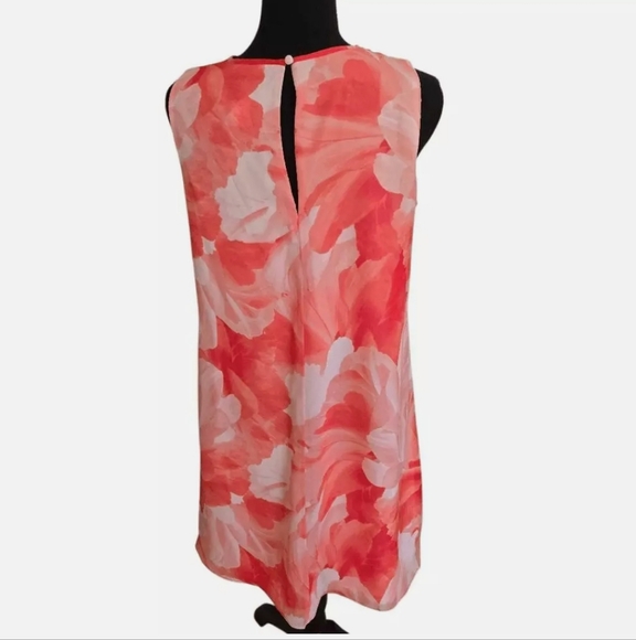 Jessica H Women's Lined Sleeveless Floral A-Line Dress Coral White Size 10 - Picture 3 of 7